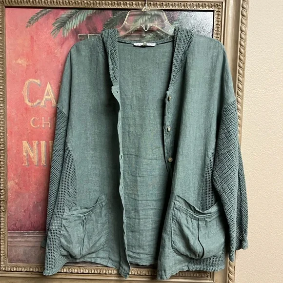 Tempo Paris Linen Blend Hooded Jacket - Picture 11 of 12